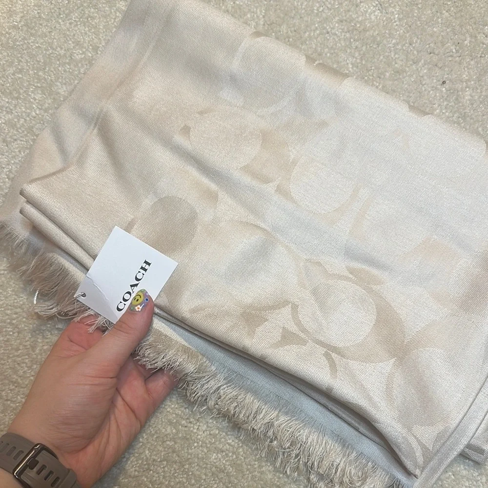 Coach Cream Scarf - Picture 4 of 4